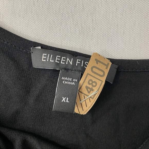 Eileen Fisher Size XL Black 100% Silk Scoop Neck Tank Shell Minimalist Capsule - Picture 3 of 8